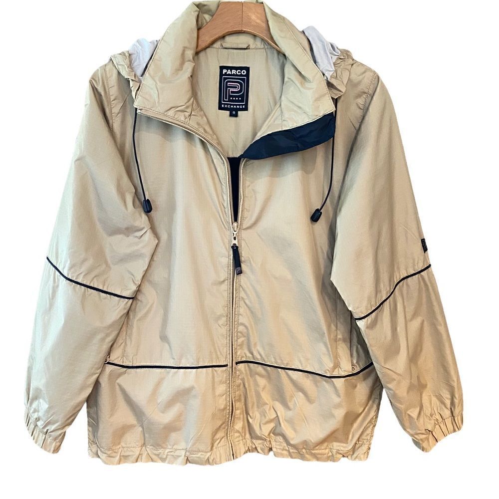 Parco Exchange Sz S Tan Outdoor Camping Weather Hood Zipper Windbreaker Jacket
